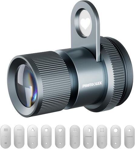 PHOTOOLEX Spotlight Conical Optical Tube, Only for 10W & 12W RGB Flashlight | Zoom Gobo Projector, Mini Photography Attachment kit, with 10 Magnetic Gobos in Kuwait