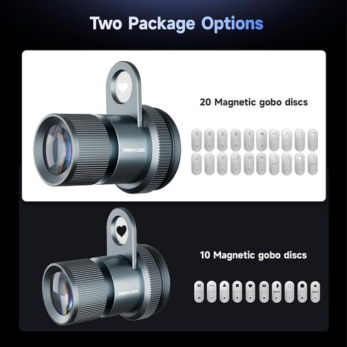 PHOTOOLEX Spotlight Conical Optical Tube, Only for 10W & 12W RGB Flashlight | Zoom Gobo Projector, Mini Photography Attachment kit, with 10 Magnetic Gobos in Kuwait
