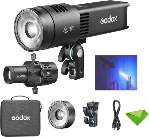 Godox RS100R 1K RGB LED Video Light with SP36K Projection Attachment, 1800-10000K Photography Flashlight, 14 FX Light Effects, CRI≈95, TLCI≈95, 0.1% Brightness Adjustment, Godox S Mount Light in Saudi Arabia