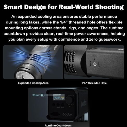 Godox RS100R 1K RGB LED Video Light with SP36K Projection Attachment, 1800-10000K Photography Flashlight, 14 FX Light Effects, CRI≈95, TLCI≈95, 0.1% Brightness Adjustment, Godox S Mount Light in Saudi Arabia
