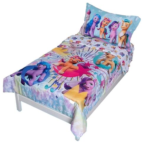 My Little Pony 4 Piece Toddler Bedding Set - Includes Quilted Comforter, Fitted Sheet, Top Sheet, and Pillow Case - My Little Pony Character Design for Toddler Bed in Kuwait