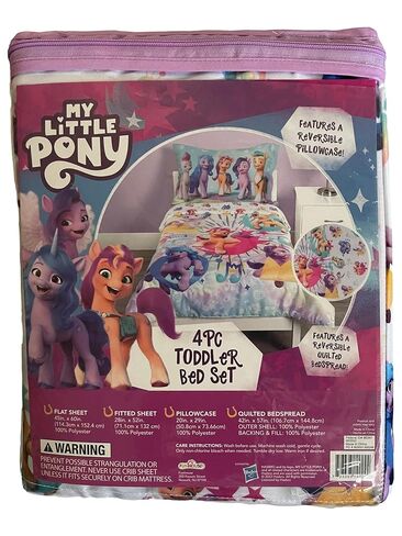 My Little Pony 4 Piece Toddler Bedding Set - Includes Quilted Comforter, Fitted Sheet, Top Sheet, and Pillow Case - My Little Pony Character Design for Toddler Bed in Kuwait