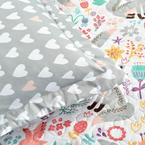 Lush Decor Pixie Fox Daybed Cover Set, 6 Piece Set, 39" W x 75" L, Gray & Pink - Floral Toddler Bedding - Girls Bedroom Decor in Kuwait