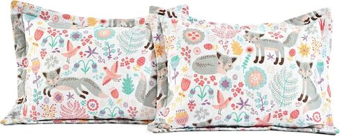 Lush Decor Pixie Fox Daybed Cover Set, 6 Piece Set, 39" W x 75" L, Gray & Pink - Floral Toddler Bedding - Girls Bedroom Decor in Kuwait