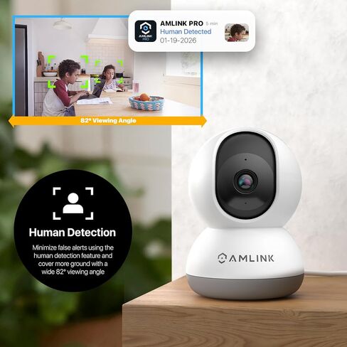 AMLINK 4MP WiFi Camera Indoor, Human Detection, Motion-Tracking, w/ 2-Way Audio, Pan/Tilt Wireless IP Camera (Wired Power), NDAA Compliant, 30ft Night Vision, Built in Siren, AL4M-P401W in Kuwait