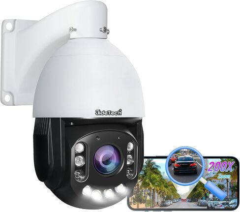 JideTech 8MP 4K PoE PTZ Camera, Outdoor Security Camera with Auto Tracking | 20X optical + 10X digital zoom, 360° pan & 90° tilt, AI human/vehicle detection, 492ft IR night vision, ONVIF & RTSP support in Kuwait