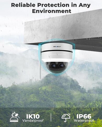 GENBOLT [10X Hybrid Zoom 2.5K Dual-Lens POE WiFi Security Camera | 24/7 Recording,360° IP Home Surveillance Dome CCTV PTZ Camera,Auto Tracking,IP66 Waterproof,IK10 Vandalproof(2.4/5GHz) in Kuwait