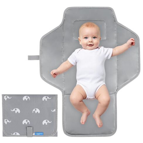 Portable Changing Pad — Foldable Travel Diaper Changing Mat, One-Hand Open Waterproof Baby Changer for On-the-Go Moms, Fits Diaper Bag (Cute Elephant) | One-Hand Open, Compact for On-the-Go Moms, Fits Diaper Bag in Kuwait