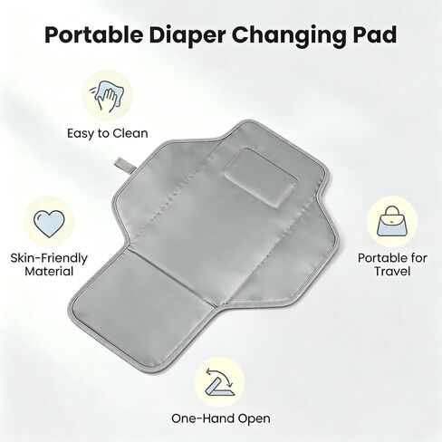 Portable Changing Pad — Foldable Travel Diaper Changing Mat, One-Hand Open Waterproof Baby Changer for On-the-Go Moms, Fits Diaper Bag (Cute Elephant) | One-Hand Open, Compact for On-the-Go Moms, Fits Diaper Bag in Kuwait