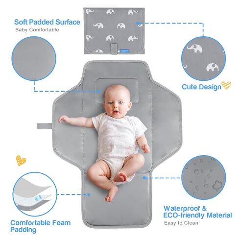 Portable Changing Pad — Foldable Travel Diaper Changing Mat, One-Hand Open Waterproof Baby Changer for On-the-Go Moms, Fits Diaper Bag (Cute Elephant) | One-Hand Open, Compact for On-the-Go Moms, Fits Diaper Bag in Kuwait