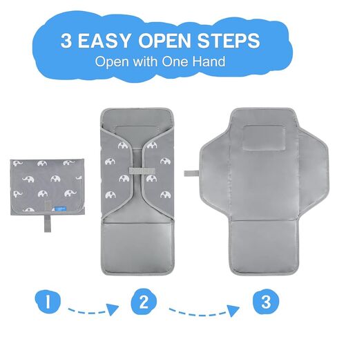Portable Changing Pad — Foldable Travel Diaper Changing Mat, One-Hand Open Waterproof Baby Changer for On-the-Go Moms, Fits Diaper Bag (Cute Elephant) | One-Hand Open, Compact for On-the-Go Moms, Fits Diaper Bag in Kuwait