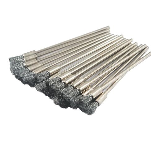 20 Pcs Extended Stainless Steel Cleaning End Brushes, 1/8'' Extra Long Shank Pen Shape Rust Paint Removal Bits Wire Brush for Rotary Tools in Kuwait