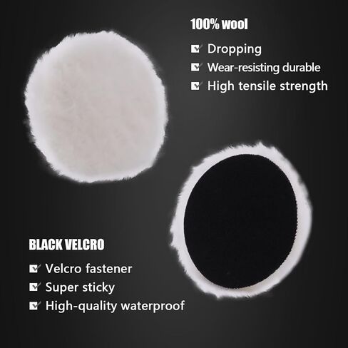 Wool Buffing Polishing Pad, SPTA 6Pcs 6 Inch (150mm) Lambwool Wool polishing Pads with Pad Clean Tool Kit with Hook & Loop 5/8"-11 Thread Drill Adapter for Car Polishing and Buffing -A1055S6M58 in Kuwait