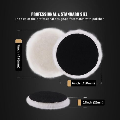Wool Buffing Polishing Pad, SPTA 6Pcs 6 Inch (150mm) Lambwool Wool polishing Pads with Pad Clean Tool Kit with Hook & Loop 5/8"-11 Thread Drill Adapter for Car Polishing and Buffing -A1055S6M58 in Kuwait