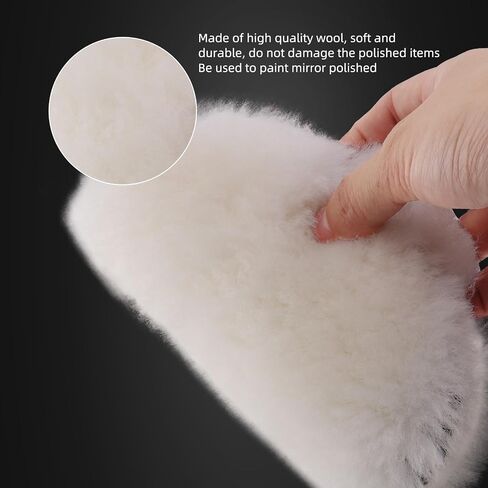 Wool Buffing Polishing Pad, SPTA 6Pcs 6 Inch (150mm) Lambwool Wool polishing Pads with Pad Clean Tool Kit with Hook & Loop 5/8"-11 Thread Drill Adapter for Car Polishing and Buffing -A1055S6M58 in Kuwait