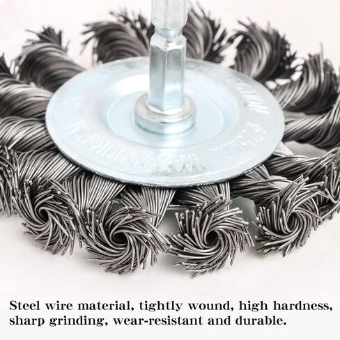 FPPO 3PCS 3 Inch Knotted Wire Wheel Cup Brush and Twist End Brush Set,1/4" Shank for Drill,Perfect for Rust Removal, Corrosion and Paint in Kuwait