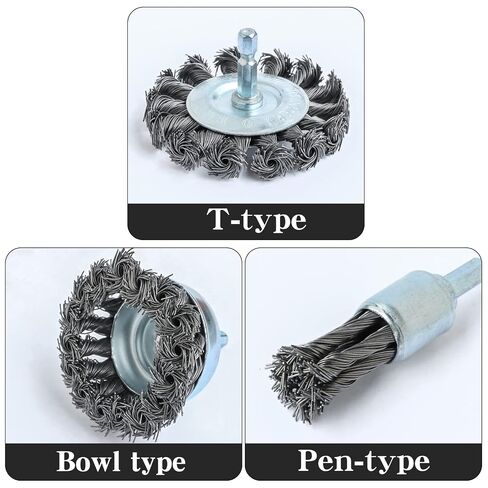 FPPO 3PCS 3 Inch Knotted Wire Wheel Cup Brush and Twist End Brush Set,1/4" Shank for Drill,Perfect for Rust Removal, Corrosion and Paint in Kuwait
