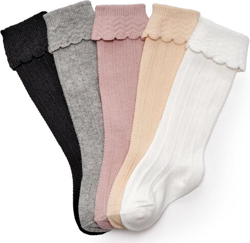 CozyWay Baby & Toddler Knee High Socks For Baby Girls Multi Color - 5 Pack in Kuwait