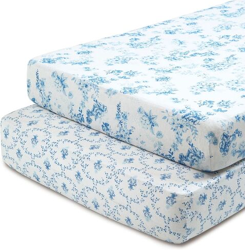 Delta Children 100% Cotton Muslin Baby Receiving Blankets for Girls and Boys – 47x47 Inches (Pack of 2), Blue Botanicals in Kuwait