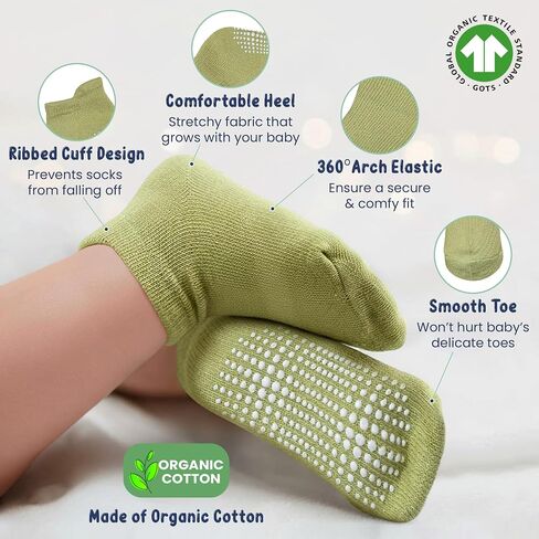 GOTS Organic Cotton Blend Ankle Toddler Socks 6M-12M-2t-3t-4t-5t Baby Gift | Oeko-Tex Certified, Ankle Socks, 6 Pair,Toddler Girl Socks, Toddler Socks 4T-5T, Sage Blue, Unisex Design, 6-12 Months in Kuwait