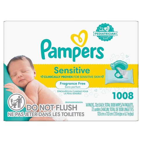 Pampers Baby Wipes Sensitive Perfume Free 1X Pop-Top Pack 56 Count in Kuwait