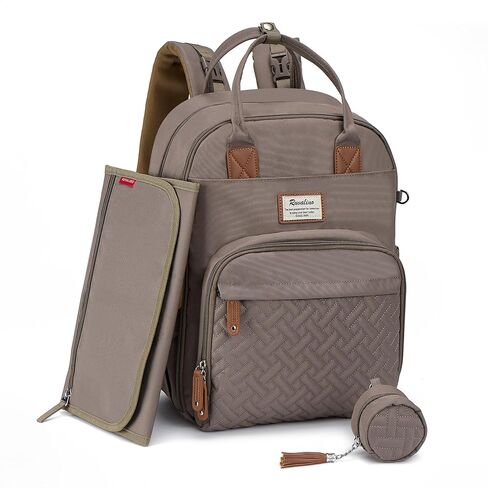 RUVALINO Diaper Bag Backpack, Multifunction Travel Baby Diaper Bag with Changing Pad, Insulated Bottle Holders & Pacifier Case, Large Capacity, Waterproof, Dark Gray | Baby Shower Gifts, Travel Backpack for Mom Dad Girl Boy, Insulated Bottle Holders, Paci in Kuwait
