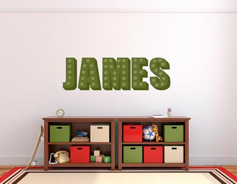 Builder Blocks Wall Decal Sticker Decor for Boys Room, Personalized Custom Name Vinyl Bedroom Decorations for Toddler, Toy Building Bricks Theme Playroom Letters, Peel and Stick Color Nursery Art in Kuwait