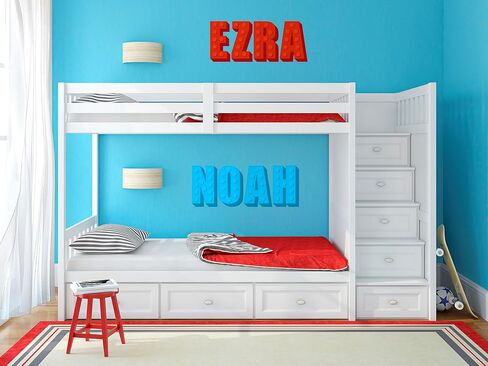 Builder Blocks Wall Decal Sticker Decor for Boys Room, Personalized Custom Name Vinyl Bedroom Decorations for Toddler, Toy Building Bricks Theme Playroom Letters, Peel and Stick Color Nursery Art in Kuwait