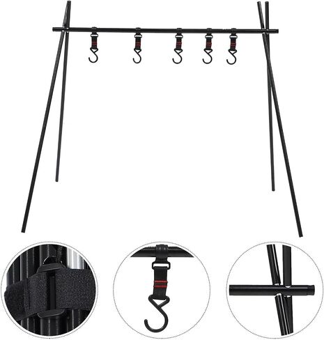 SHERCHPRY Versatile Folding Tripod Storage Pouch with Bracket and Hooks, Aluminum Alloy Camping Holder for Outdoor Activities, Drop-Proof and Foldable Design for Easy Carrying in Kuwait