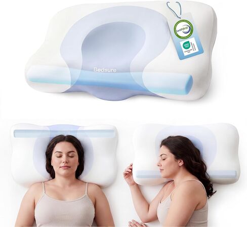 Bedsure Cervical Neck Pillow - Memory Foam Pillows for Ergonomic Orthopedic Pillow for Neck Pain Relief, Double - Sided Design Shape Gently Cradles Head & Provides for Side & Back Sleepers in Kuwait