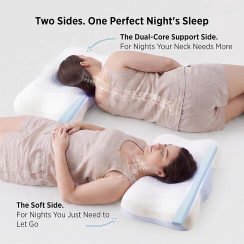 Bedsure Cervical Neck Pillow - Memory Foam Pillows for Ergonomic Orthopedic Pillow for Neck Pain Relief, Double - Sided Design Shape Gently Cradles Head & Provides for Side & Back Sleepers in Kuwait