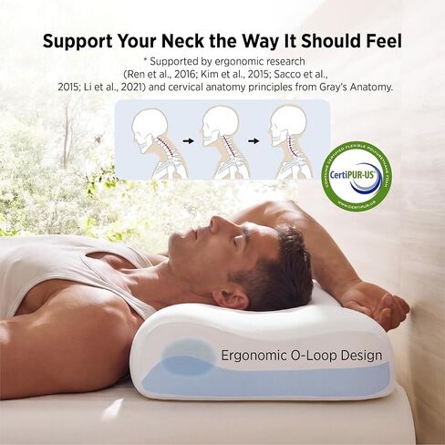 Bedsure Cervical Neck Pillow - Memory Foam Pillows for Ergonomic Orthopedic Pillow for Neck Pain Relief, Double - Sided Design Shape Gently Cradles Head & Provides for Side & Back Sleepers in Kuwait