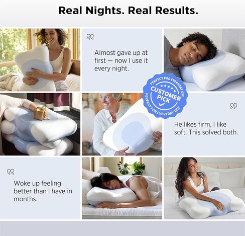 Bedsure Cervical Neck Pillow - Memory Foam Pillows for Ergonomic Orthopedic Pillow for Neck Pain Relief, Double - Sided Design Shape Gently Cradles Head & Provides for Side & Back Sleepers in Kuwait