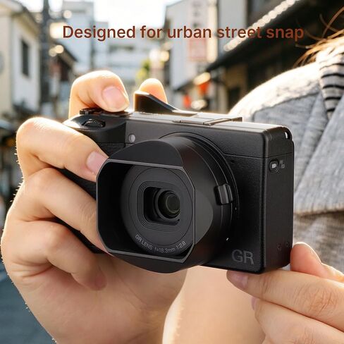Haoge GR4 Metal Square Lens Hood for RICOH GRVI HDF Camera Lens Accessories Bayonet Mount, Lock Button Design in Kuwait