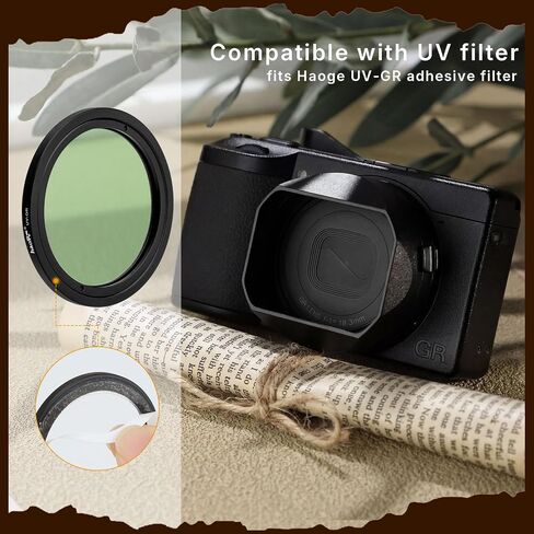 Haoge GR4 Metal Square Lens Hood for RICOH GRVI HDF Camera Lens Accessories Bayonet Mount, Lock Button Design in Kuwait