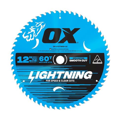 OX Pro 12 Inch 60-Tooth Carbide Circular Saw Blade for Wood | 1 in bore, 13/16 in diamond arbor knockout, miter saw and table saw compatible, hardwood, plywood, laminate in Kuwait