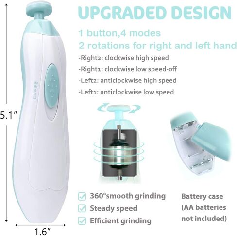 Baby Nail Trimmer Electric Nail File Baby Nail Clippers, 20 in 1 Safe Nail Filer Grinder Kit for Newborn Infant Toddler Kids or Adults Toes Fingernails Care Trim Polish, Led Light and Grinding Heads in Kuwait