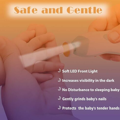 Baby Nail Trimmer Electric Nail File Baby Nail Clippers, 20 in 1 Safe Nail Filer Grinder Kit for Newborn Infant Toddler Kids or Adults Toes Fingernails Care Trim Polish, Led Light and Grinding Heads in Kuwait