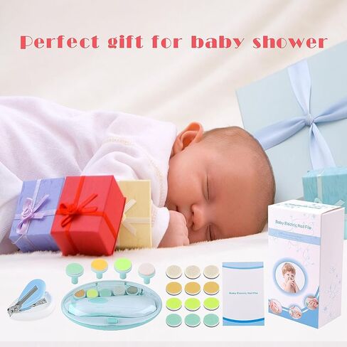 Baby Nail Trimmer Electric Nail File Baby Nail Clippers, 20 in 1 Safe Nail Filer Grinder Kit for Newborn Infant Toddler Kids or Adults Toes Fingernails Care Trim Polish, Led Light and Grinding Heads in Kuwait