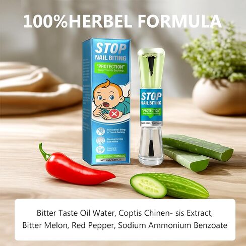 Nail Biting Treatment for Kids, Natural Bitter Nail Polish for Kids, 10ml | Natural Bitter Formula, Long-Lasting Habit Correction, Nourishing Oil For Nail Repair, Safe for Toddlers & Adults in Kuwait
