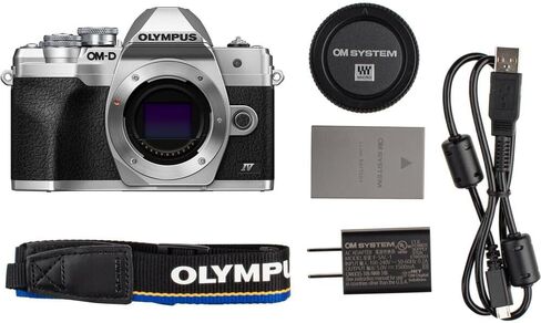 Olympus OM-D E-M10 Mark IV Mirrorless Camera Silver with M.Zuiko 14-42mm EZ Lens, 20.3MP Sensor, 4K Recording, 5-Axis Stabilization, Travel Photography Camera (Bundle) in Kuwait