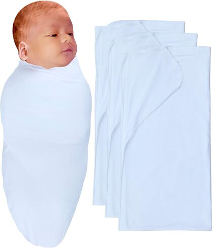 Stretchy Swaddle Blankets for Newborns,Soft Receiving Baby Blanket,Unisex Boys Girls Baby Essentials 0-3 Months Registry Gift (3White Blankets) in Kuwait