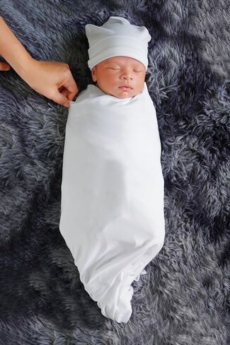 Stretchy Swaddle Blankets for Newborns,Soft Receiving Baby Blanket,Unisex Boys Girls Baby Essentials 0-3 Months Registry Gift (3White Blankets) in Kuwait