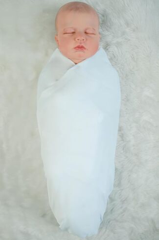 Stretchy Swaddle Blankets for Newborns,Soft Receiving Baby Blanket,Unisex Boys Girls Baby Essentials 0-3 Months Registry Gift (3White Blankets) in Kuwait