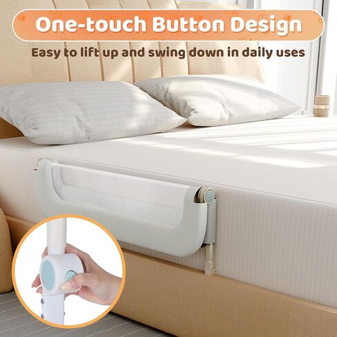 omzer Large Bed Guard Rail for Toddlers - 59inch Foldable & Adjustable Heights Baby Bed Safety Railing - Toddler Long Bed Rails Guard for Twin, Bunk, Queen & King, Full Size Bed in Kuwait