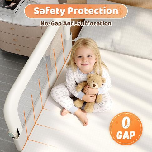 omzer Large Bed Guard Rail for Toddlers - 59inch Foldable & Adjustable Heights Baby Bed Safety Railing - Toddler Long Bed Rails Guard for Twin, Bunk, Queen & King, Full Size Bed in Kuwait