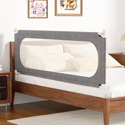 Bed Rails for Toddlers, with Headboard Rod -Height Adjustable Perfect Baby' Safety Bed Rails for Babys Bed Rails Guard (One Side 74.8"(L) ×28"(H)-Gary) in Kuwait