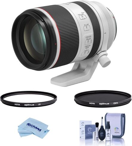 Canon RF 70-200mm f/2.8L is USM Lens, Mirrorless Telephoto Zoom, for EOS R Series Full-Frame & APS-C Cameras, Image Stabilization, White, + Hoya CPL + UV Filters, Cleaning Kit, Cloth, 1 Year Warranty in Kuwait