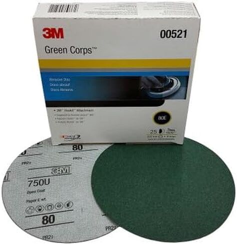 3m 3M-521 Green Corps Hookit Regalite Disc 00521, 8 Dia, 80e, 25 Discs/bx in Kuwait