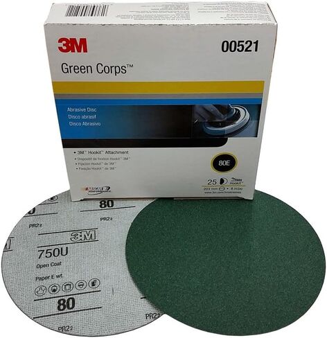 3m 3M-521 Green Corps Hookit Regalite Disc 00521, 8 Dia, 80e, 25 Discs/bx in Kuwait